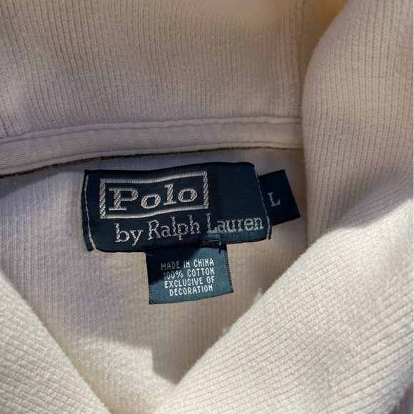 Men's Vintage Polo Ralph Lauren Sweater White Solid L Button High Neck Preppy - Picture 2 of 14